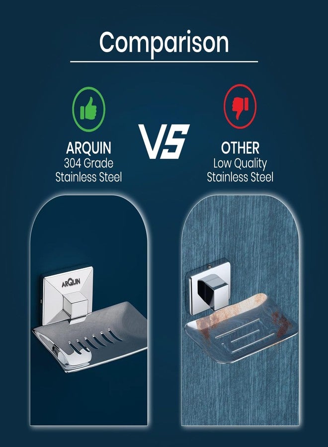 ARQUIN ARQUIN 304 Grade Stainless Steel Soap Holder for Bathroom | Soap Dish | Soap Stand | Bathroom Accessories Set Modern Design with Drainage Slots Soap Stand for Washbasin Vento (Chrome) - Image 5